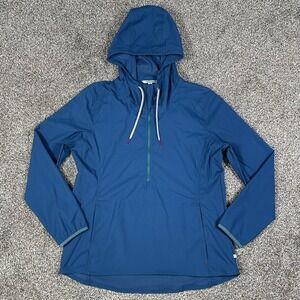 Toad &‎ Co Spindrift Hooded Anorak 1/4 Zip Jacket Womens Medium Waterproof Blue
